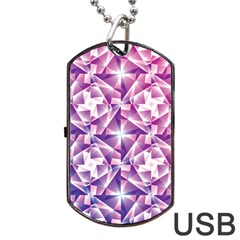 Purple Shatter Geometric Pattern Dog Tag Usb Flash (one Side) by TanyaDraws