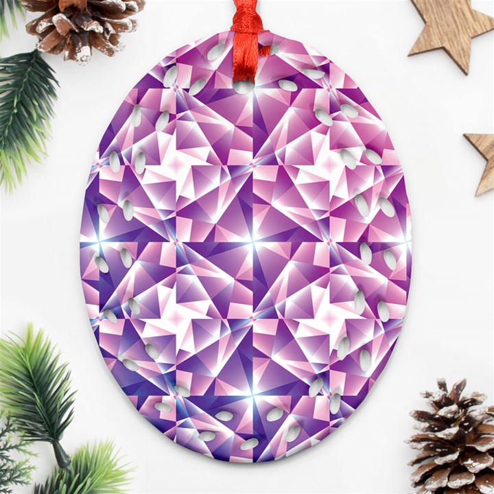 Purple Shatter Geometric Pattern Ornament (Oval Filigree) 