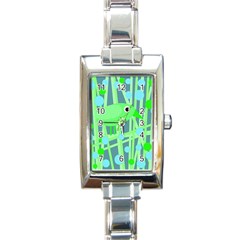 Green Bird Rectangle Italian Charm Watch by Valentinaart