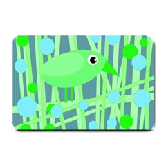 Green Bird Small Doormat  by Valentinaart