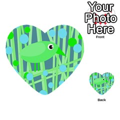 Green Bird Multi-purpose Cards (heart)  by Valentinaart