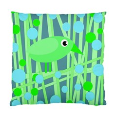 Green Bird Standard Cushion Case (one Side) by Valentinaart