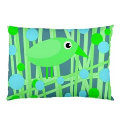 Green Bird Pillow Case by Valentinaart