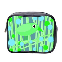 Green Bird Mini Toiletries Bag 2-side by Valentinaart