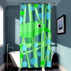 Green Bird Shower Curtain 36  X 72  (stall)  by Valentinaart