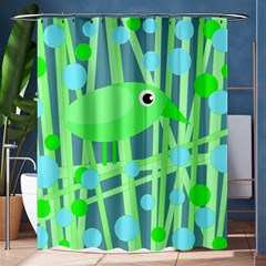 Green Bird Shower Curtain 60  X 72  (medium)  by Valentinaart