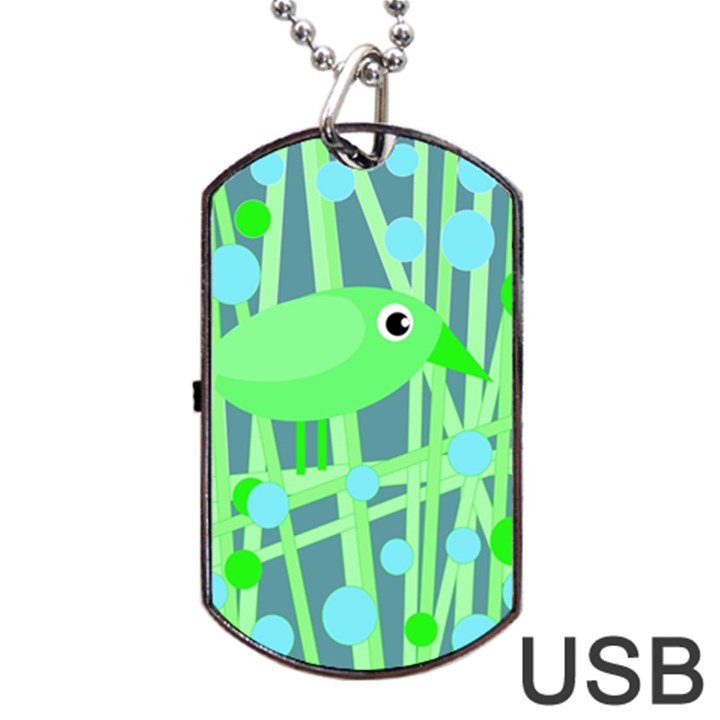 Green bird Dog Tag USB Flash (One Side)