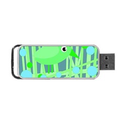 Green Bird Portable Usb Flash (one Side) by Valentinaart