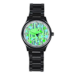 Green Bird Stainless Steel Round Watch by Valentinaart