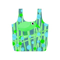 Green Bird Full Print Recycle Bags (s)  by Valentinaart