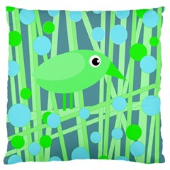 Green Bird Large Flano Cushion Case (one Side) by Valentinaart