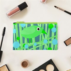 Green Bird Cosmetic Bag (xs) by Valentinaart