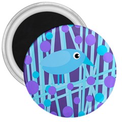 Blue And Purple Bird 3  Magnets by Valentinaart