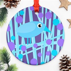 Blue and purple bird Ornament (Round) 