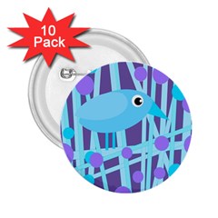 Blue and purple bird 2.25  Buttons (10 pack) 