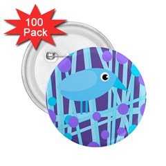 Blue and purple bird 2.25  Buttons (100 pack) 