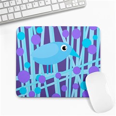 Blue and purple bird Large Mousepads