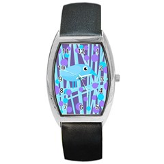 Blue and purple bird Barrel Style Metal Watch