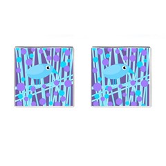 Blue and purple bird Cufflinks (Square)