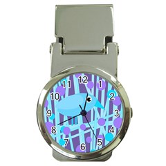 Blue and purple bird Money Clip Watches