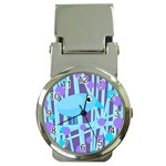 Blue and purple bird Money Clip Watches Front