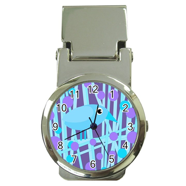 Blue and purple bird Money Clip Watches