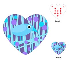 Blue And Purple Bird Playing Cards (heart)  by Valentinaart