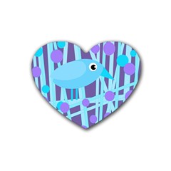 Blue And Purple Bird Heart Coaster (4 Pack)  by Valentinaart