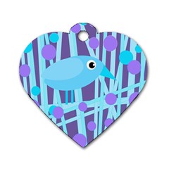 Blue and purple bird Dog Tag Heart (One Side)