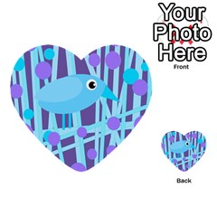 Blue And Purple Bird Multi-purpose Cards (heart)  by Valentinaart