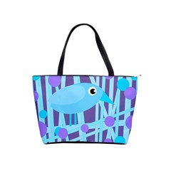 Blue and purple bird Shoulder Handbags