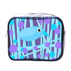 Blue and purple bird Mini Toiletries Bags