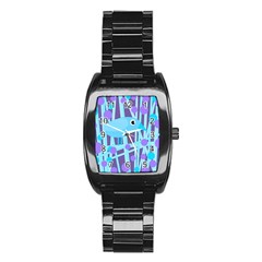 Blue and purple bird Stainless Steel Barrel Watch