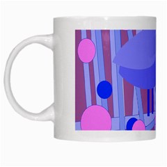 Purple And Blue Bird White Mugs by Valentinaart