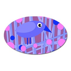 Purple And Blue Bird Oval Magnet by Valentinaart