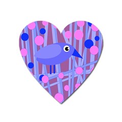 Purple And Blue Bird Heart Magnet by Valentinaart