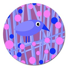 Purple And Blue Bird Magnet 5  (round) by Valentinaart