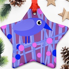 Purple And Blue Bird Star Ornament (two Sides)  by Valentinaart