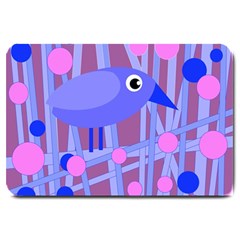 Purple And Blue Bird Large Doormat  by Valentinaart