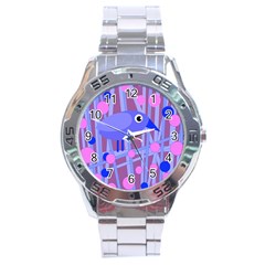 Purple And Blue Bird Stainless Steel Analogue Watch by Valentinaart