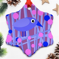 Purple And Blue Bird Ornament (snowflake)  by Valentinaart