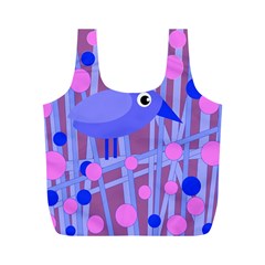 Purple And Blue Bird Full Print Recycle Bags (m)  by Valentinaart