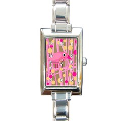 Pink bird Rectangle Italian Charm Watch