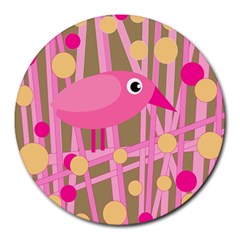 Pink Bird Round Mousepads by Valentinaart