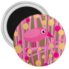 Pink Bird 3  Magnets by Valentinaart