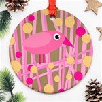 Pink bird Ornament (Round)  Front