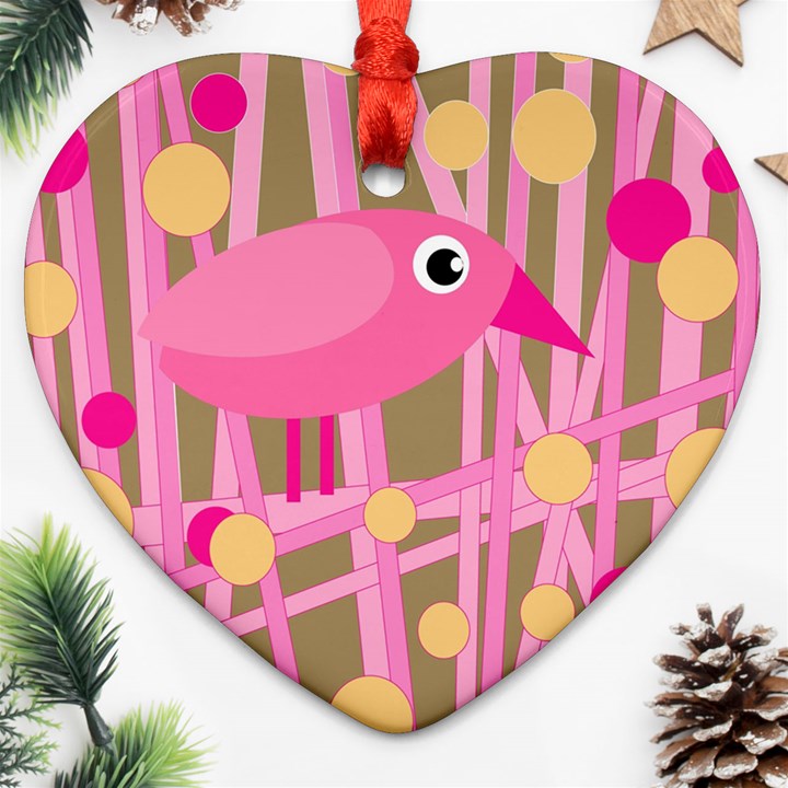 Pink bird Ornament (Heart) 