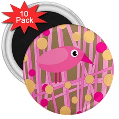 Pink Bird 3  Magnets (10 Pack)  by Valentinaart