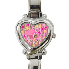 Pink Bird Heart Italian Charm Watch by Valentinaart