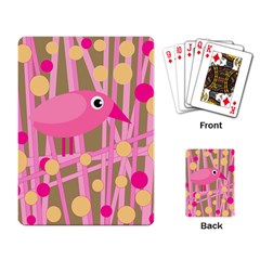 Pink Bird Playing Card by Valentinaart